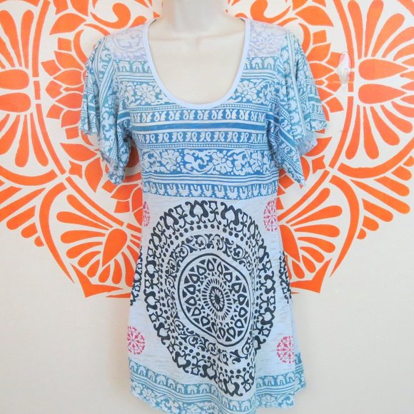 Free People Tops - Free People Sheer Indian Mandala T-Shirt S